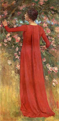 Painting Code#45446-Theodore Robinson - Red Gown