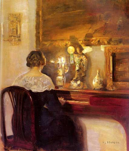 Painting Code#45472-Holsoe, Carl Vilhelm(Denmark): A Lady Playing the Spinet