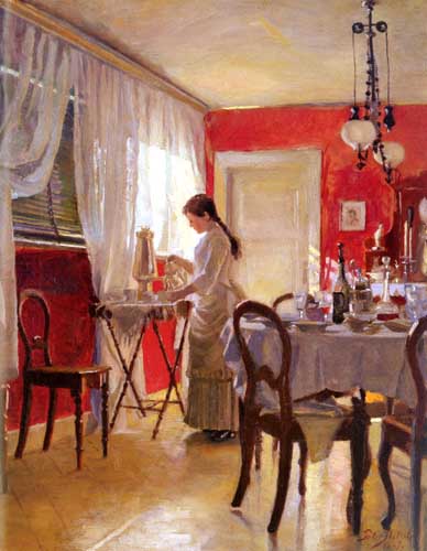 Painting Code#45475-Ilsted, Peter(Denmark): The Dining Room