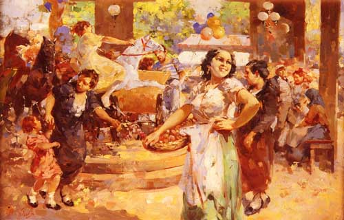 Painting Code#45477-Irolli, Vincenzo(Italy): The Village Fair