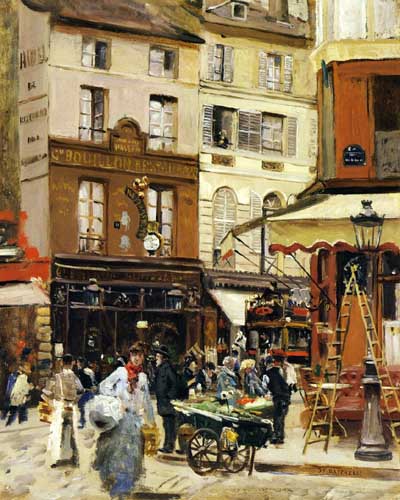 Painting Code#45618-Raffaelli, Jean Francois(France): Rue de Montmartre
