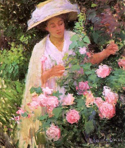 Painting Code#45644-Greacen, Edmund W. (American, 1876-1949):  Ethol with Roses
