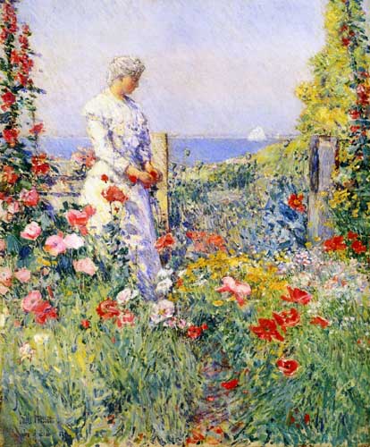 Painting Code#45683-Frederick Childe Hassam - In the Garden