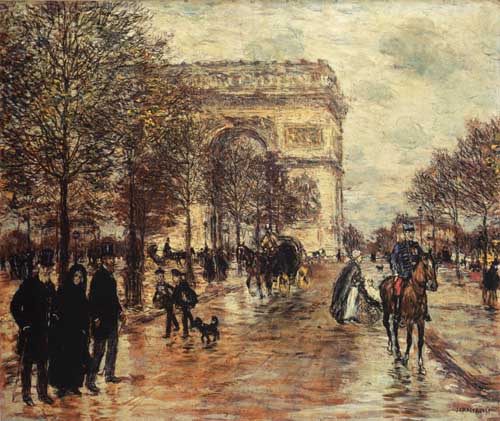 Painting Code#45688-Jean-Francois Raffaelli - The Champs-Elysees, The Arc de Triompne