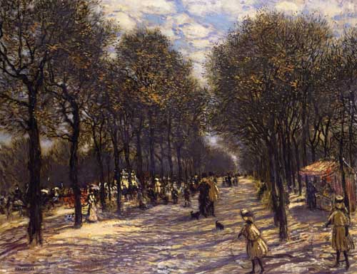 Painting Code#45689-Jean-Francois Raffaelli - Lane of Trees on the Champs-Elysees