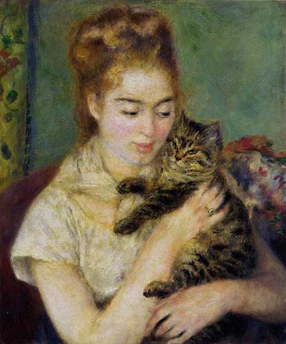 Painting Code#46015-Renoir, Pierre-Auguste - Woman with a Cat