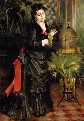 Painting Code#46017-Renoir, Pierre-Auguste - Woman with a Parrot (AKA Henriette Darras)