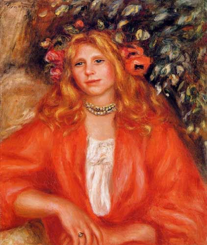 Painting Code#46031-Renoir, Pierre-Auguste - Young Woman Wearing a Garland of Flowers