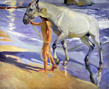 Painting Code#46183-Sorolla y Bastida, Joaquin - Washing the Horse