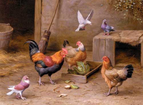 Painting Code#5307-Hunt, Edgar(UK): Chickens In A Farmyard