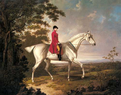 Painting Code#5422-Towne, Charles(UK): A Huntsman on a Grey Hunter in an Extensive Landscape