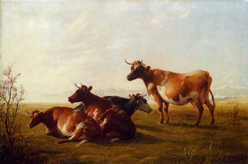 Painting Code#5640-Cooper, Thomas Sidney: Cows In A Meadow 