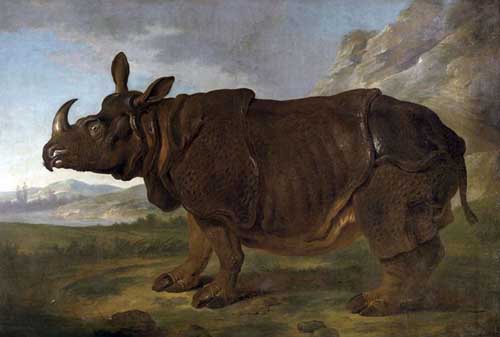 Painting Code#5762-Jean-Baptiste Oudry - Clara the Rhinoceros in Paris