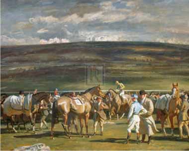 Painting Code#5815-Munnings, Sir Alfred James(UK) - In The Saddling Paddock, March Meet, Cheltenham