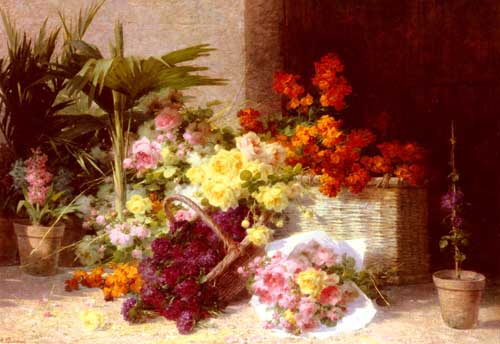 Painting Code#6315-Perrachon, Andre(France): Chez la Marchande de Fleurs