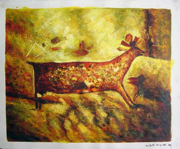 Painting Code#S121315-Primitive Cave Style Animal Painting