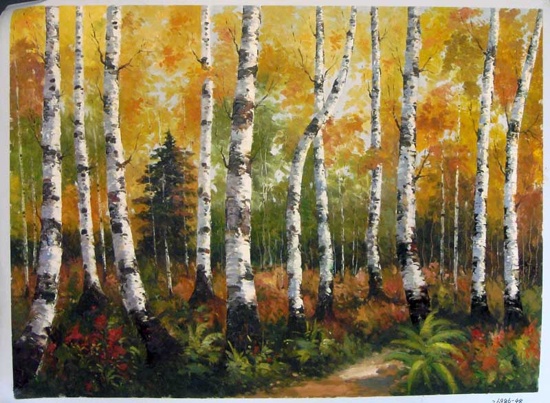 Painting Code#S126986-Landscape Painting with Birch Trees