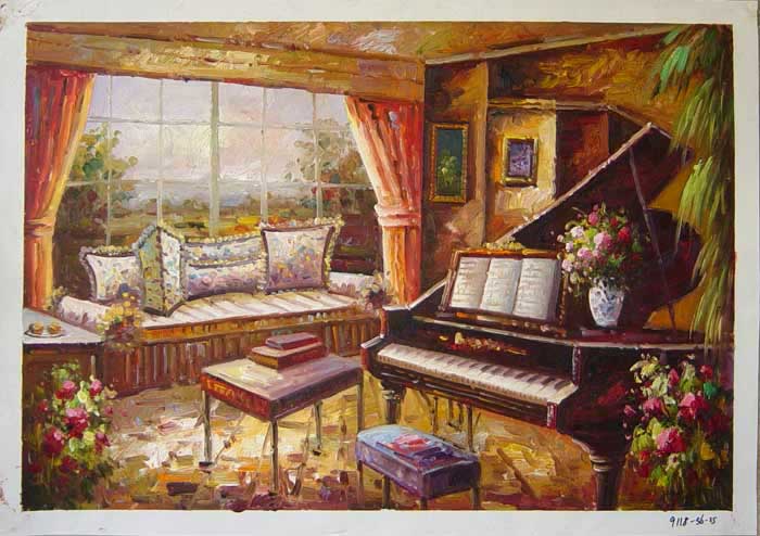 Painting Code#S119118-Living Room with Piano